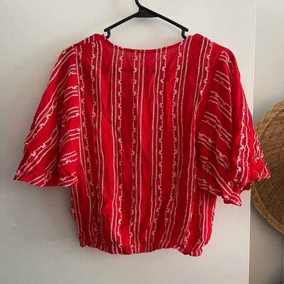 NWT Sadie & Sage Red Blouse with White Stripes - Picture 2 of 6